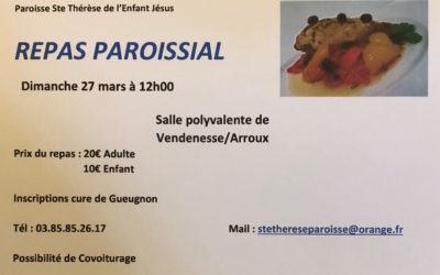 REPAS PAROISSIAL DIMANCHE 27 MARS 2022