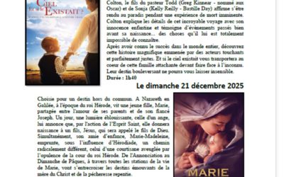 CINE EN PAROISSE, DIMANCHES 30 NOVEMBRE, 21 DECEMBRE, 18 JANVIER A 15h00 au Centre paroissial de Gueugnon